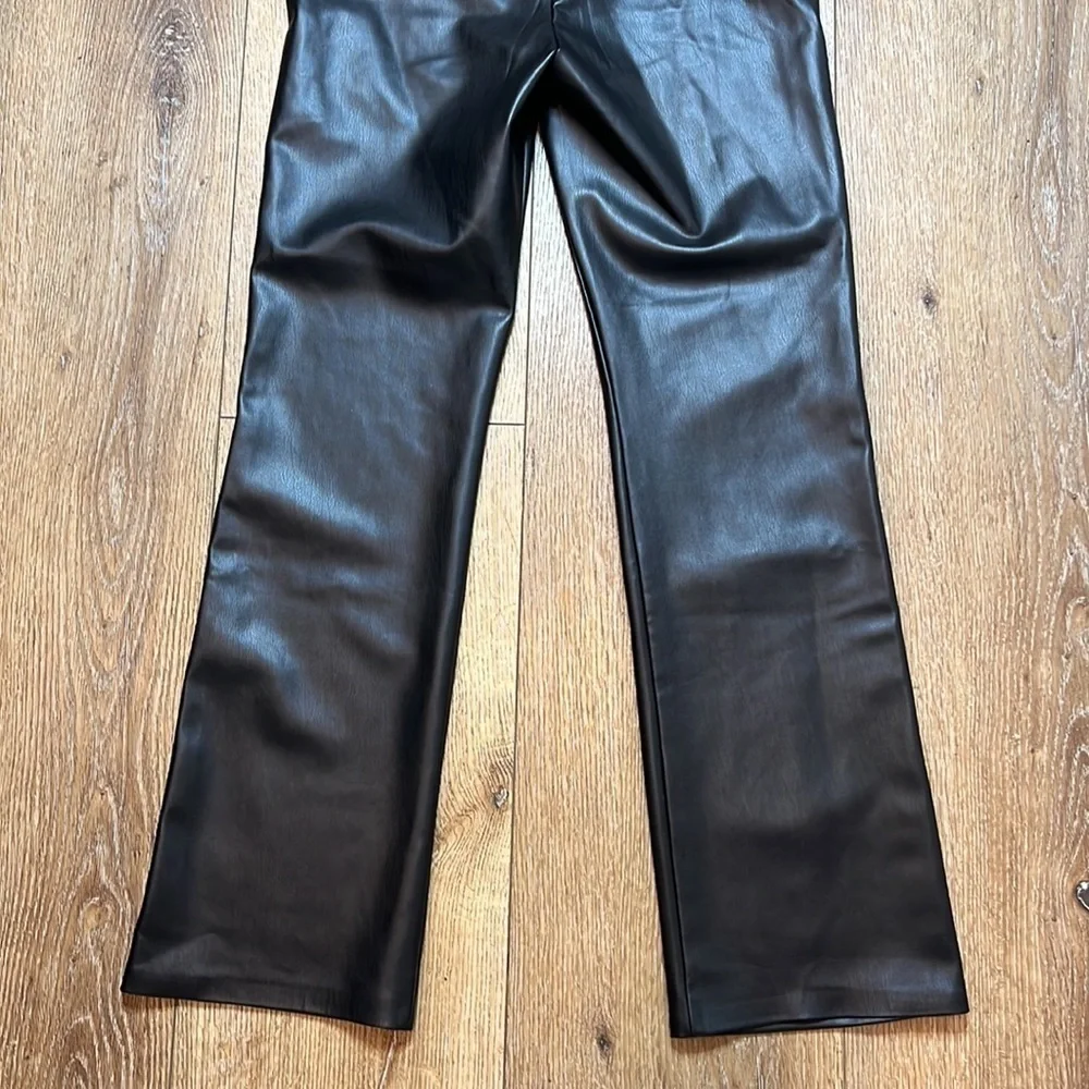 Zara Black Faux Leather Straight Pants Size M